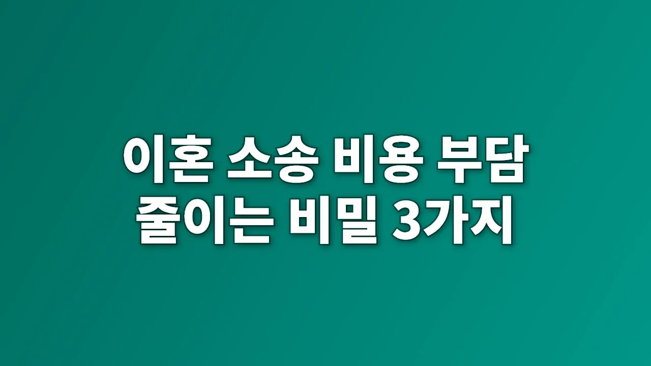 이혼 소송 비용 부담 줄이는 비밀 3가지